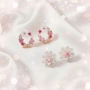 Pink and White Floral Earring Bundle